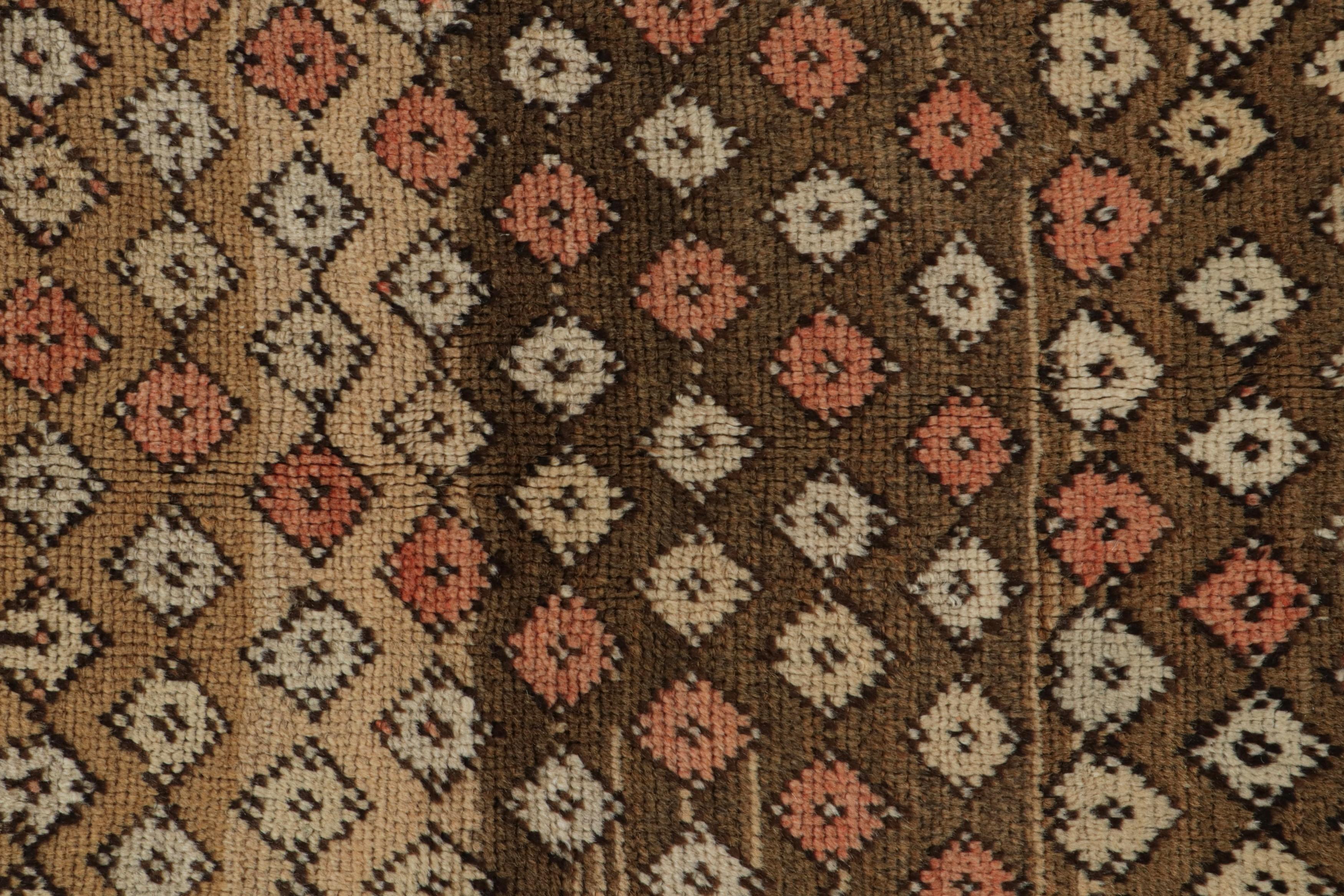 Late 19th Century Antique Oushak rug in Beige-Brown Tribal Patterns by Rug & Kilim For Sale