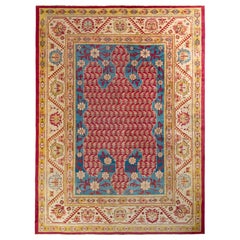 Antiker Oushak-Teppich in Karminrot und Blau mit großem Medaillon - Rug 
Kilim