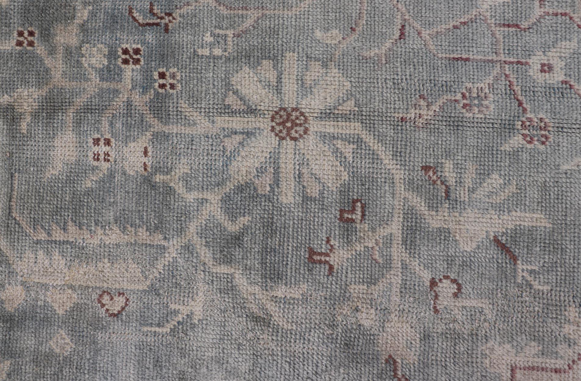 Antiker Oushak-Teppich in Hellgrau-Blau von Keivan Woven Arts 10'9 x 14'2 im Angebot 5