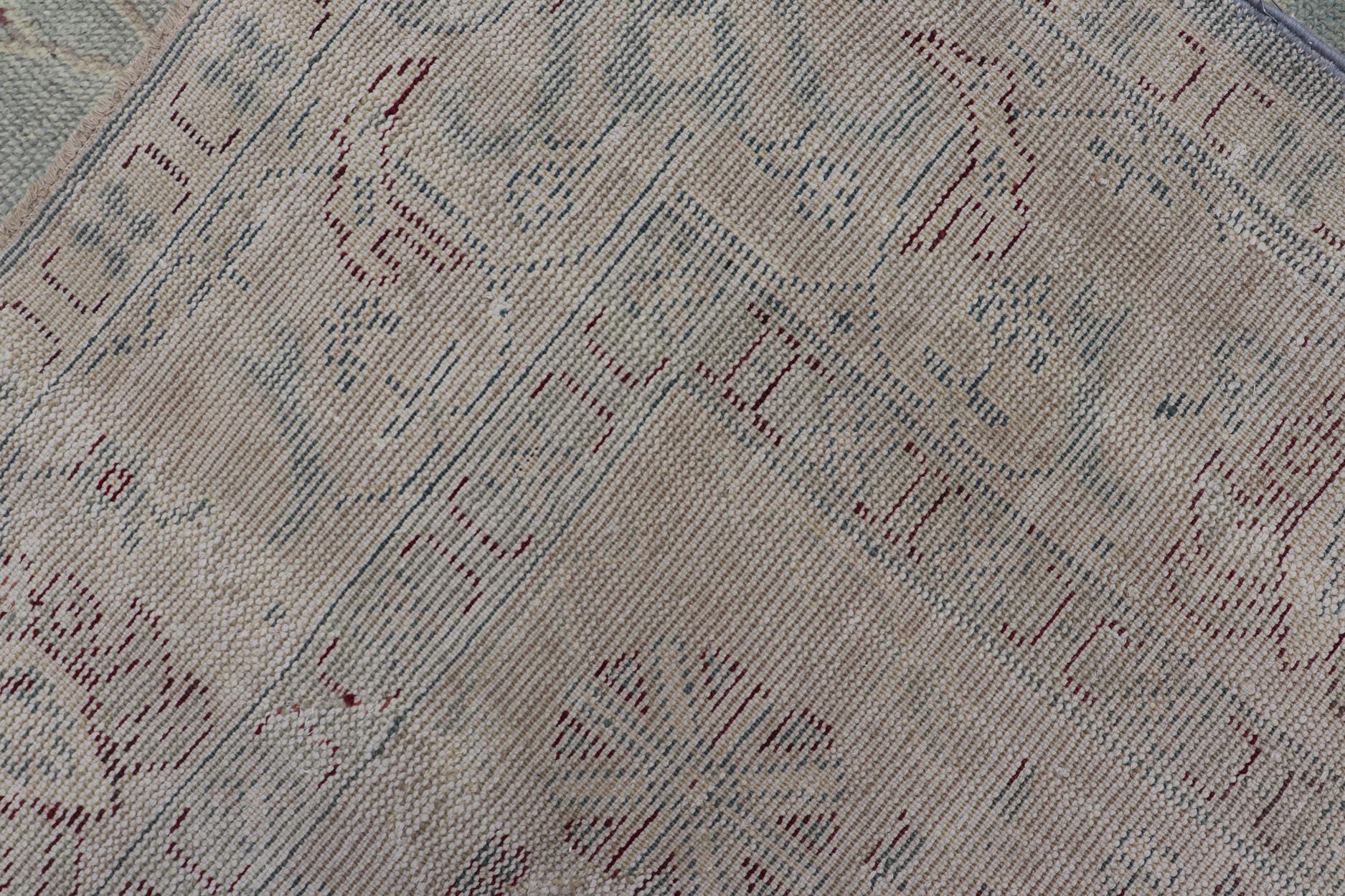 Antiker Oushak-Teppich in Hellgrau-Blau von Keivan Woven Arts 10'9 x 14'2 im Angebot 10