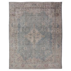 Antique Oushak Rug in Light Gray-Blue by Keivan Woven Arts 10'9 x 14'2