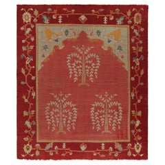 Antiker Oushak-Teppich in Rot mit floralen Medaillons, von Rug & Kilim