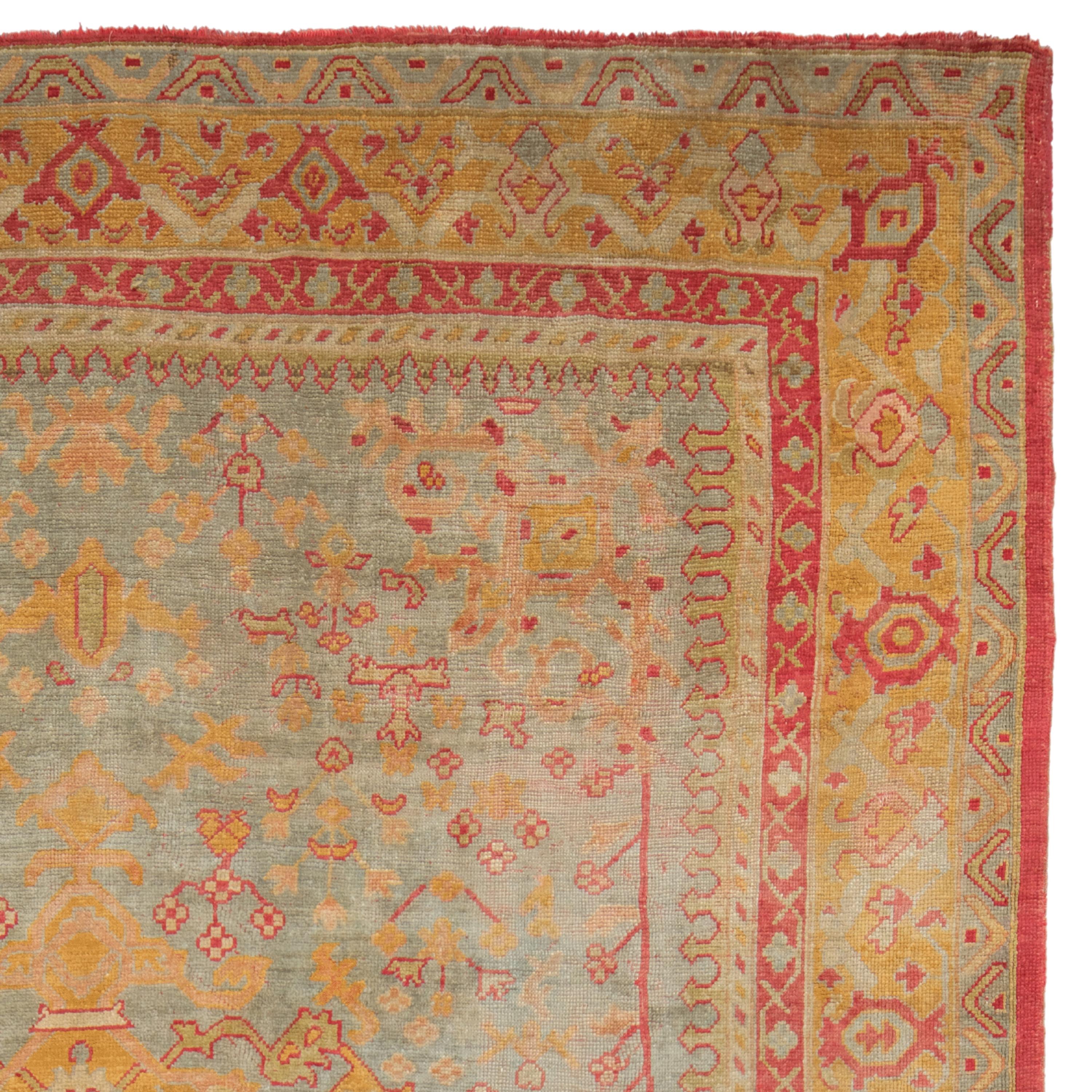 Wool Antique Oushak Rug - Late of 19th Century Turkish Oushak Rug, Antique Rug For Sale