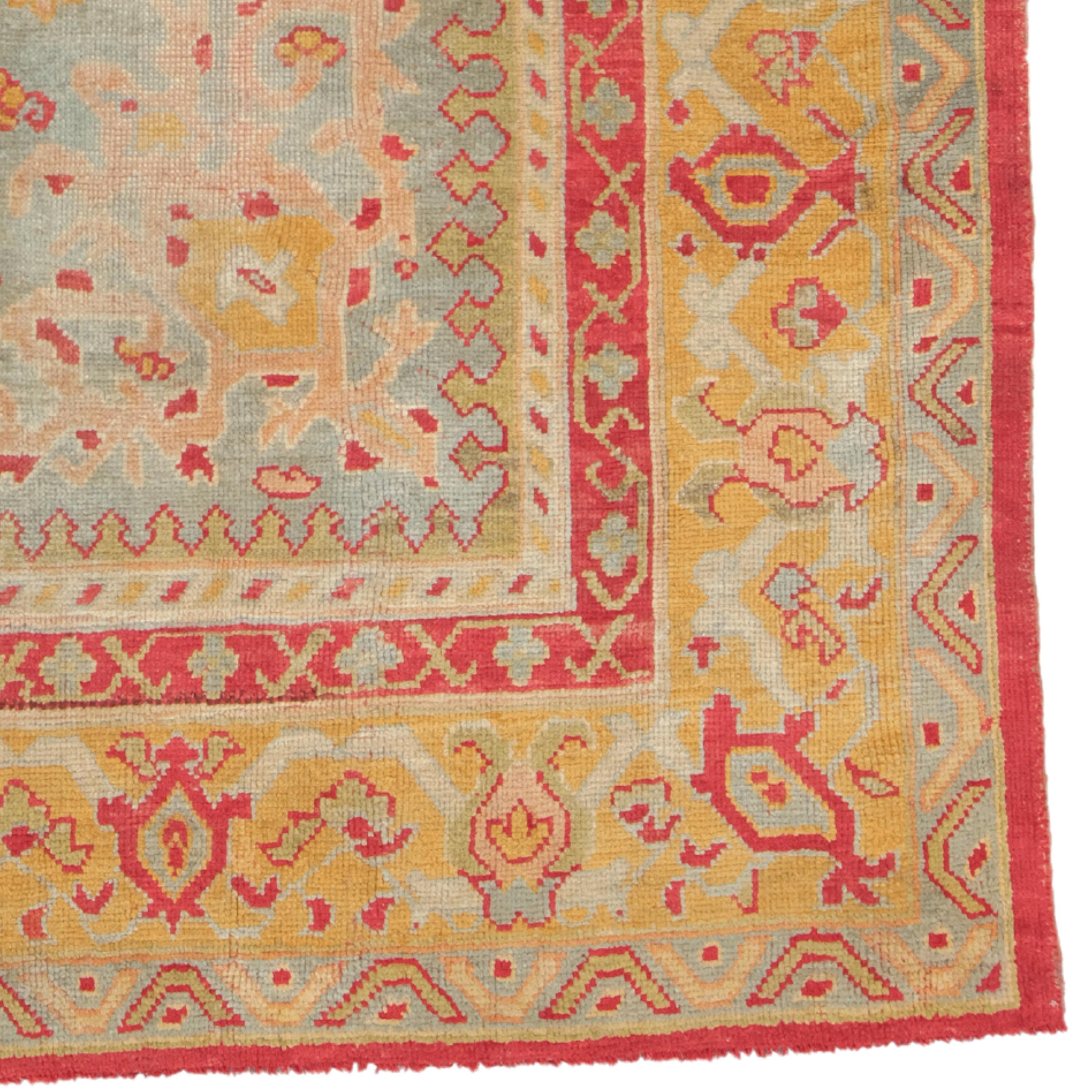 Antiker Oushak-Teppich – türkischer Oushak-Teppich des späten 19. Jahrhunderts, antiker Teppich (Wolle) im Angebot