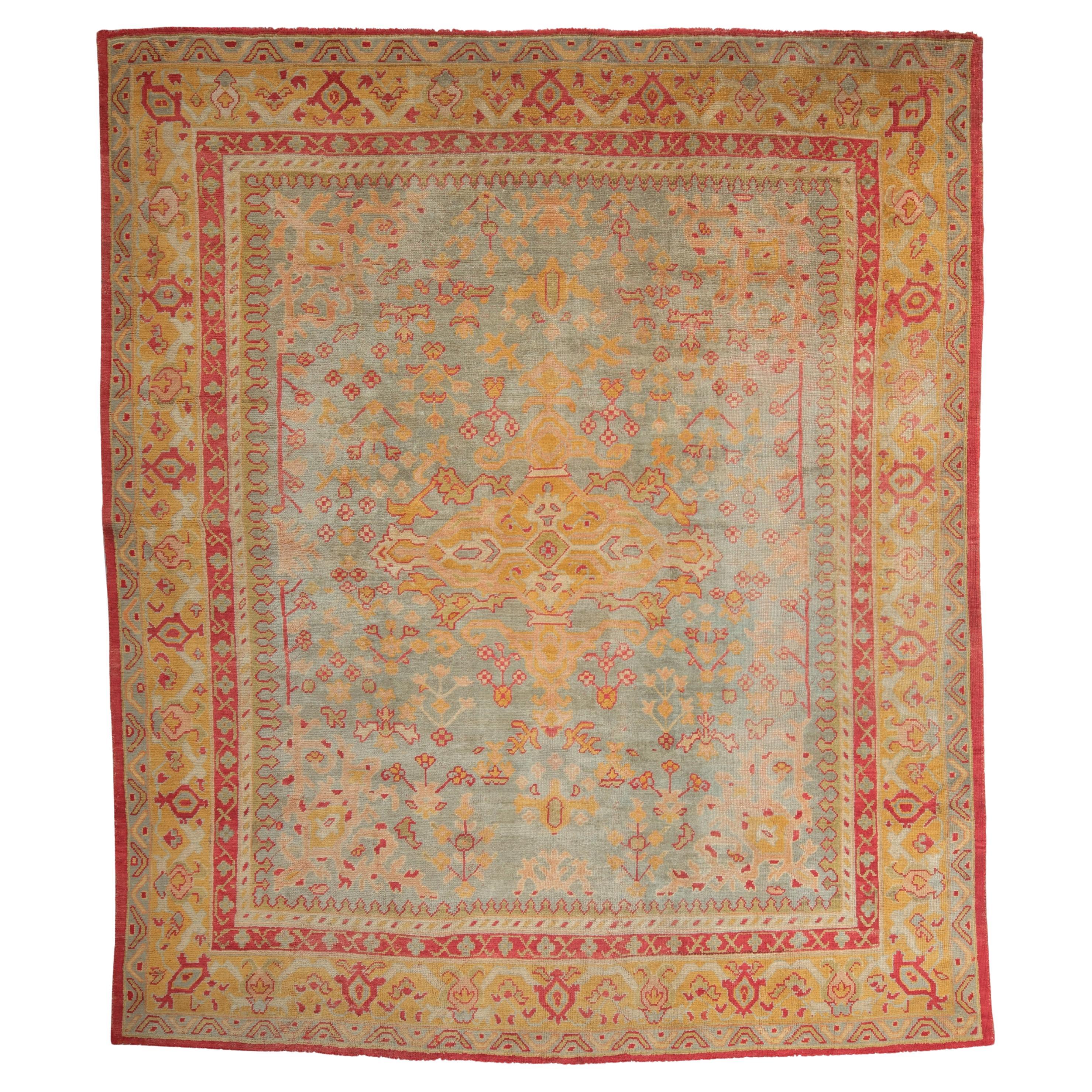 Antiker Oushak-Teppich – türkischer Oushak-Teppich des späten 19. Jahrhunderts, antiker Teppich im Angebot