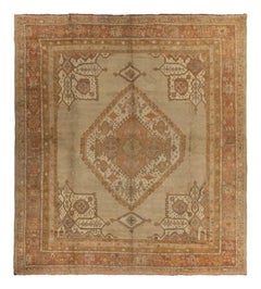 Antique Oushak Rug, Monumental Lozenge Medallion on Camel Field - Rug & Kilim