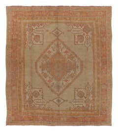 Antique Oushak Rug, Monumental Lozenge Medallion on Camel Field - Rug & Kilim