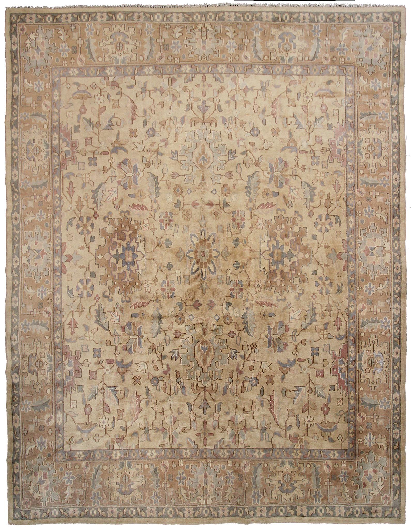 Antique tapis oushak fait main tapis oushak en laine 
Mesures : 8'2