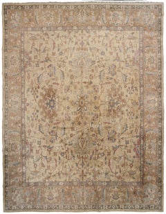 Antique Oushak Rug Oushak Antique Turkish Oushak Beige Geometric Overall