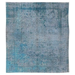 Antique Oushak Rug Over-dyed in Blue Color Antique Oushak Rug Over-dyed in Blue Color