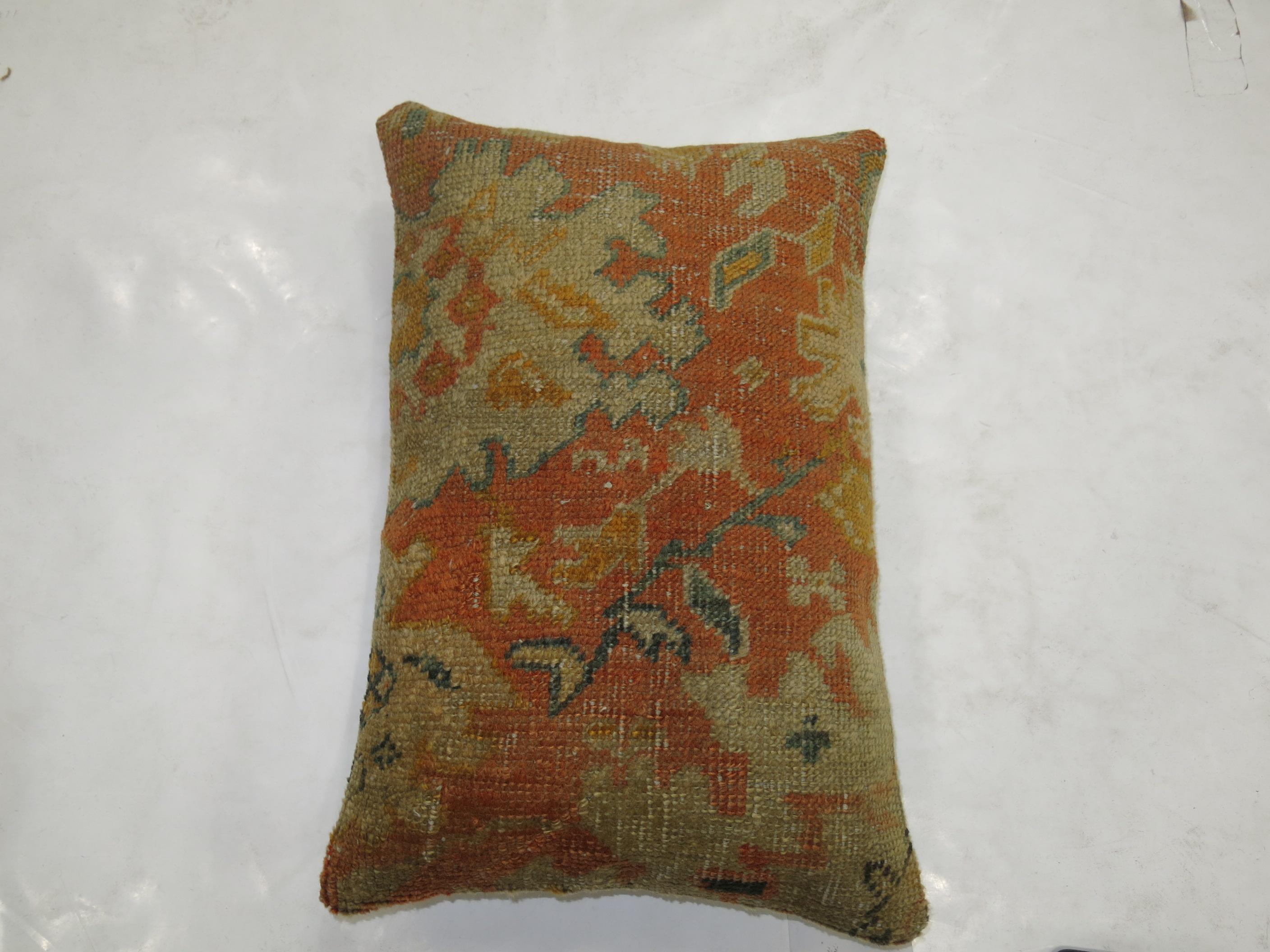 Antique Oushak Rug Pillow In Excellent Condition In New York, NY