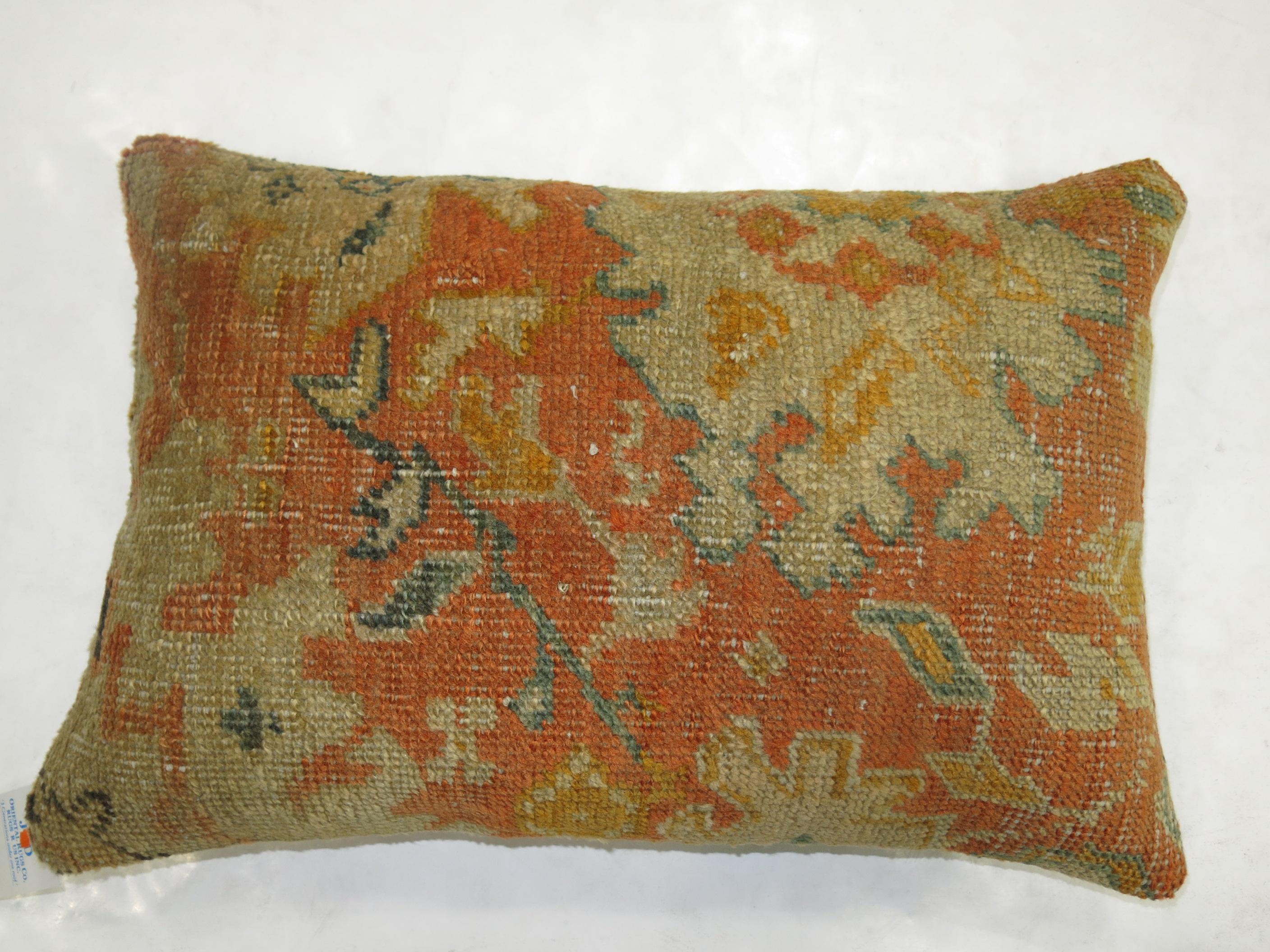 Contemporary Antique Oushak Rug Pillow