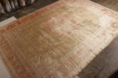 Antique Oushak Rug Red and Gold Angora-Wool Geometric Pattern