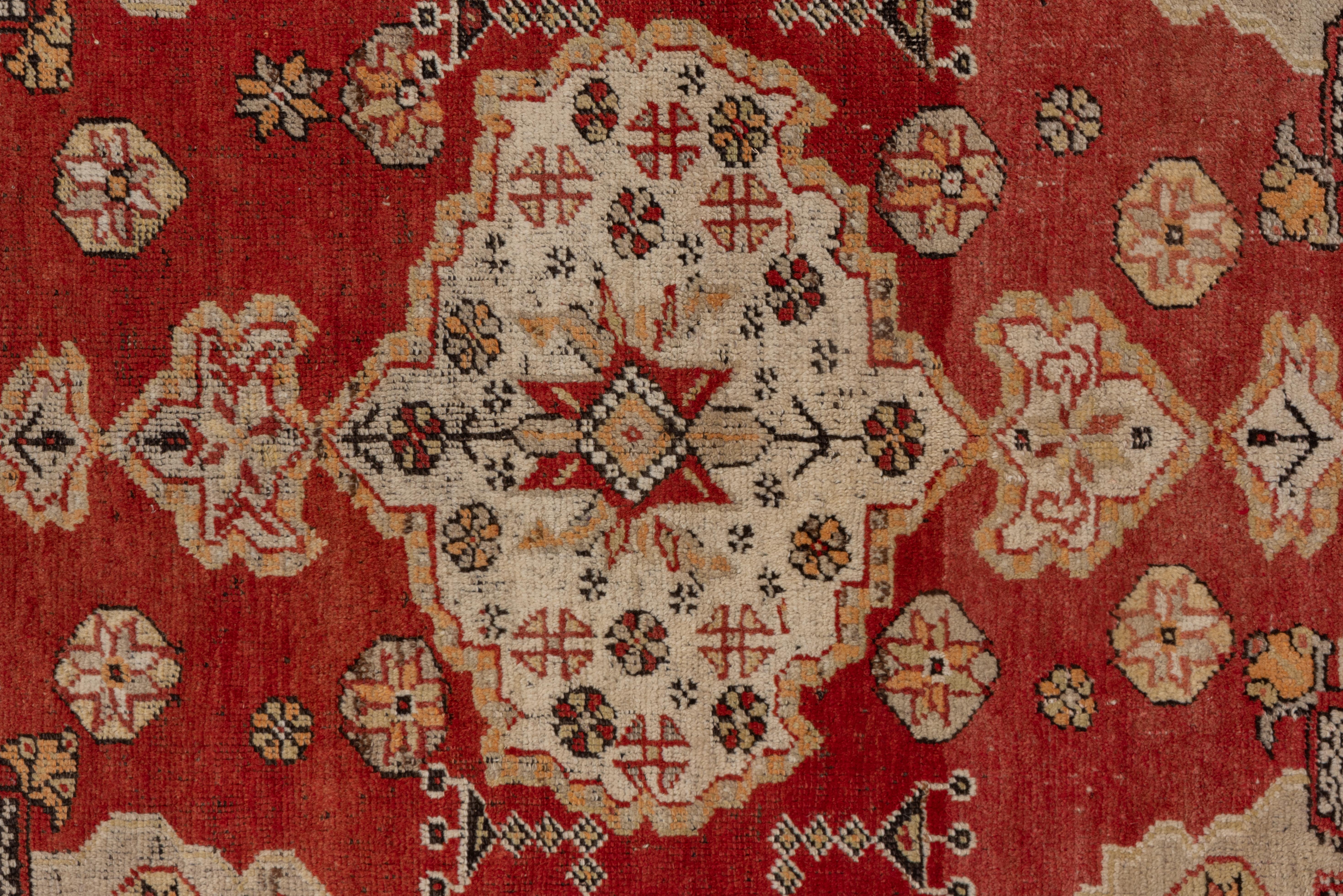 Turkish Antique Oushak Rug, Red Field, circa 1920s For Sale