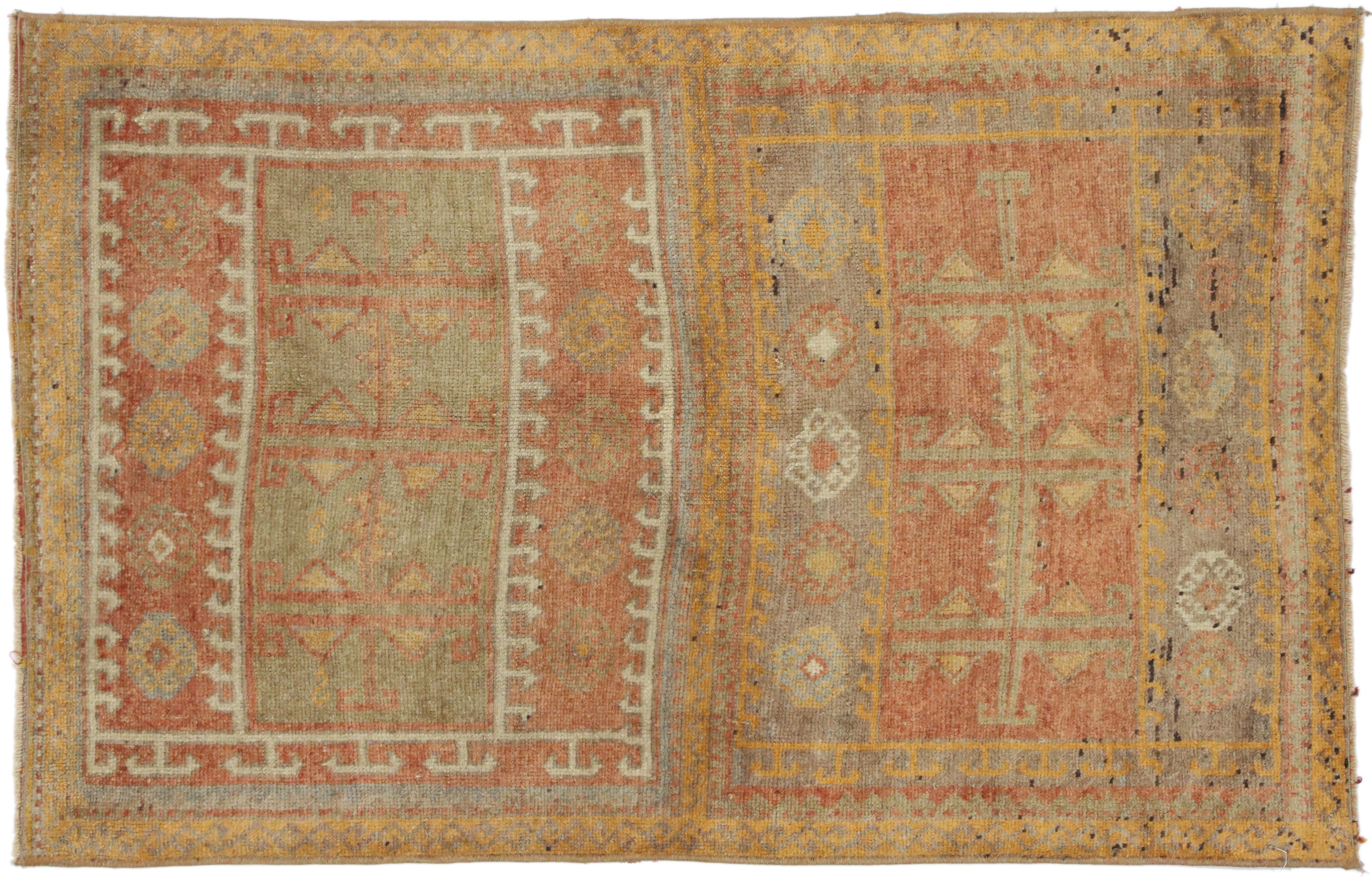 20th Century Antique Oushak Rug with Belgian Arts & Crafts Style For Sale