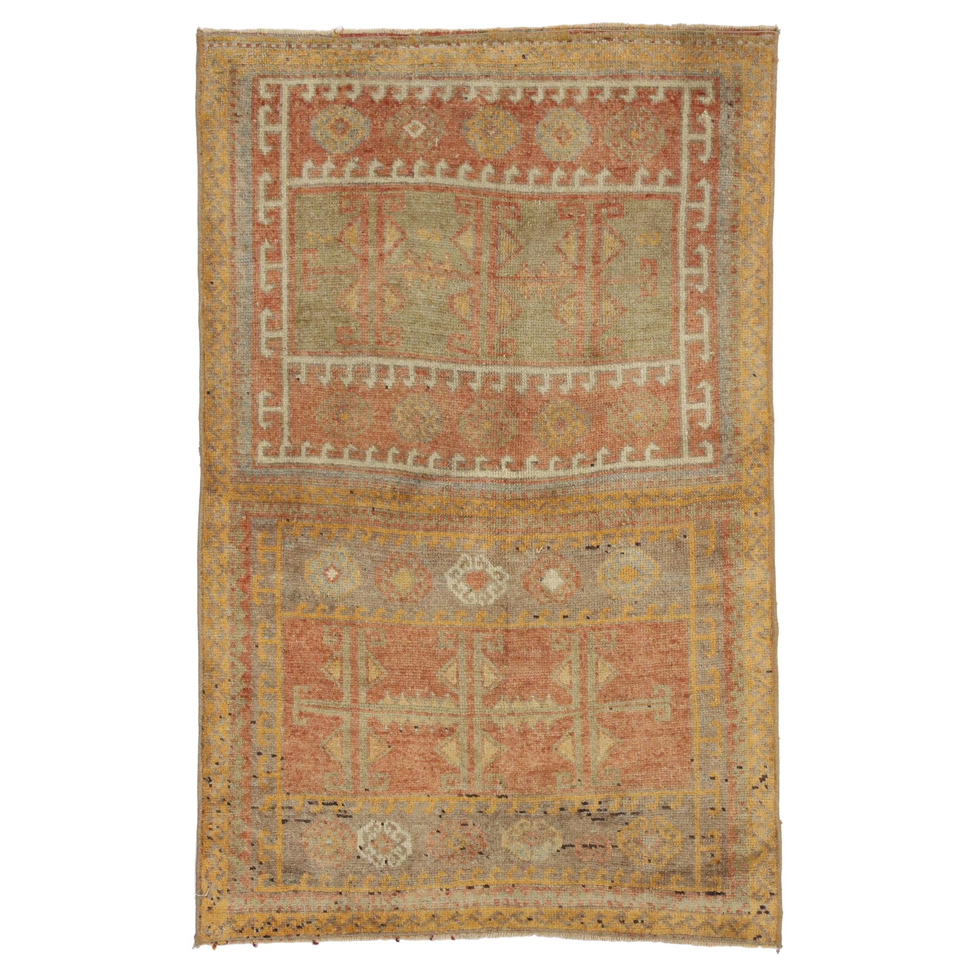 Antique Oushak Rug with Belgian Arts & Crafts Style For Sale