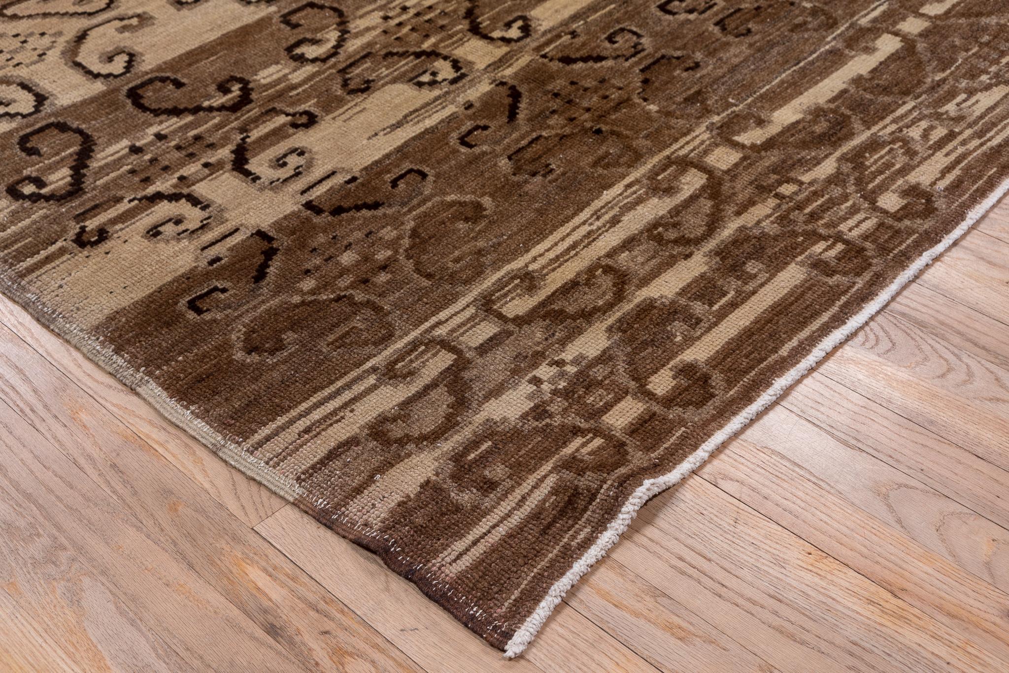 Antiker Oushak-Teppich mit subtilen Blumenmuster in Beige und Taupe (Wolle) im Angebot