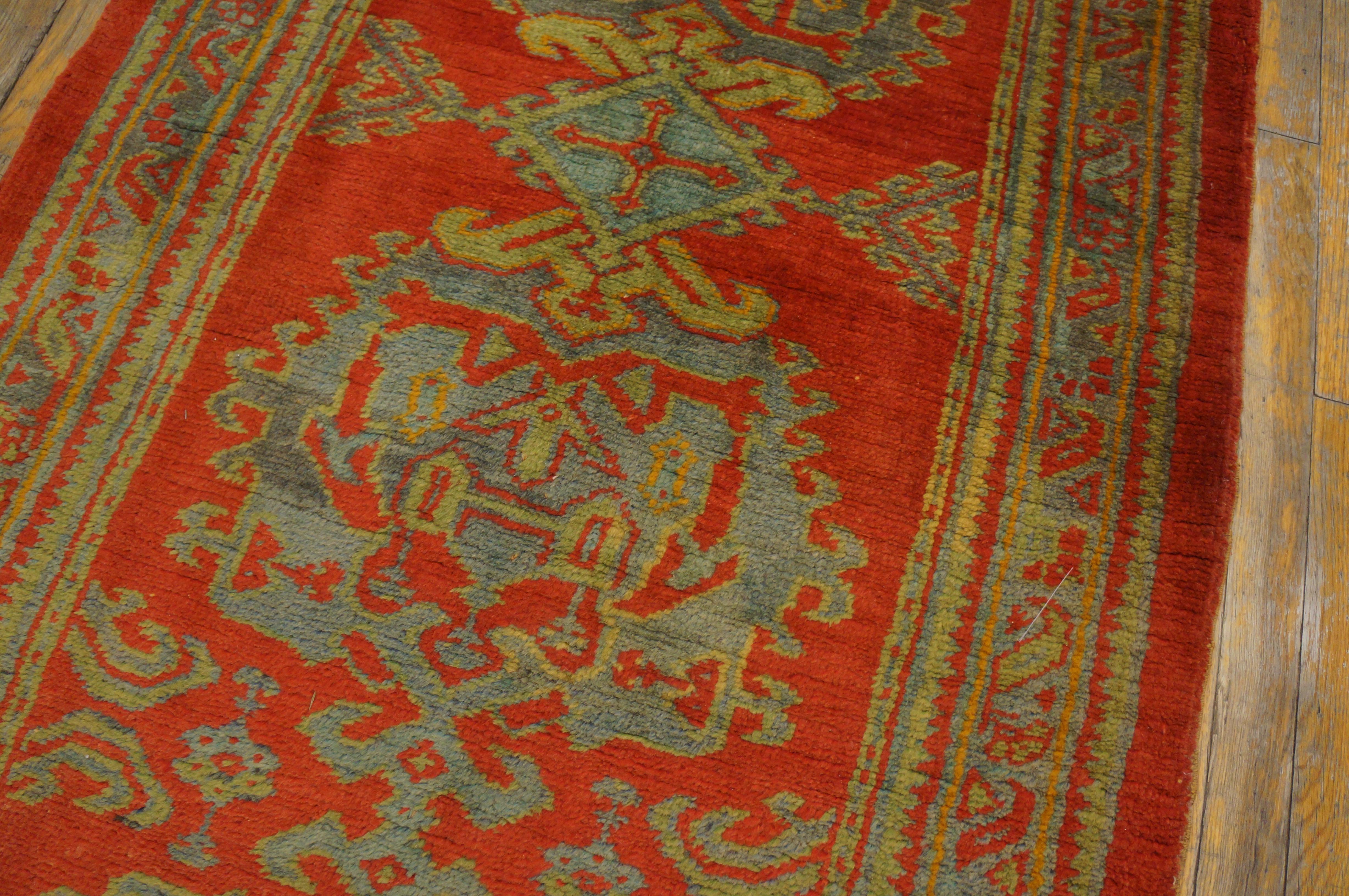 Hand-Knotted Early 20th Century Turkish Oushak Carpet ( 3'3