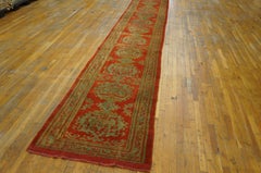 1900s Tribal Arts and Crafts Turkish Oushak Carpet 3'3" x 34'6" Runner Rug Wool
