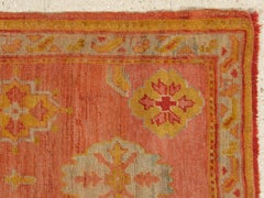 Antique Oushak Runner, Turkish Oriental Rug, Handmade Peach, Yellow, Light Blue