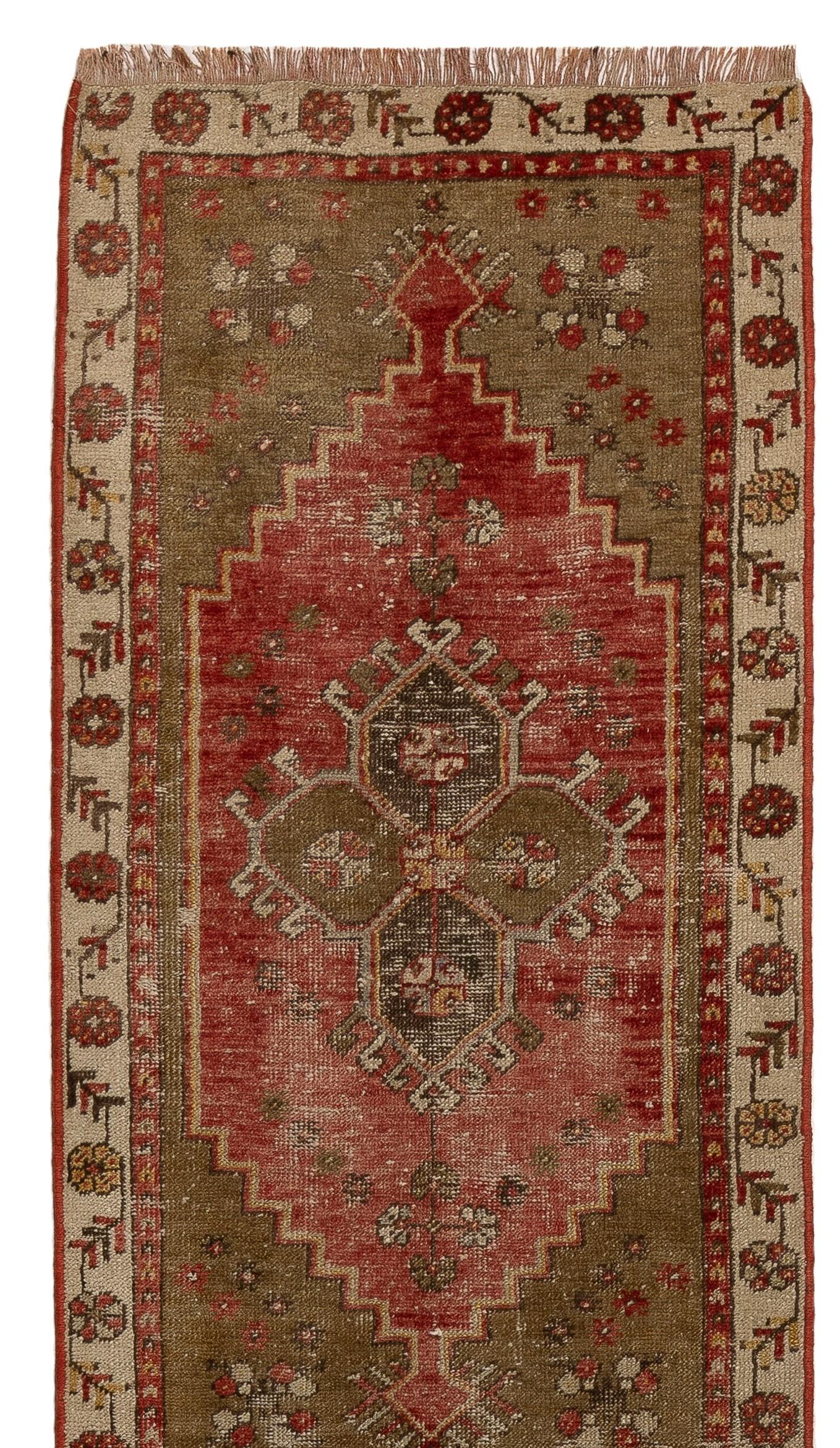 Turkish Antique Oushak Runner, Unusual Wool Hand Knotted Rug