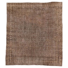 Antique Oushak Square Rug with Brownish Colors Antique Oushak Square Rug with Brownish Colors