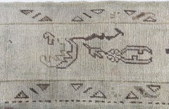 Antique Oushak Turkish Medallion Gray With Beige Carpet - c. 1920