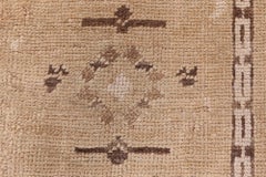 Antique Oushak Turkish Medallion Tan Rug - c. 1900 Architectural