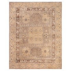 Antique Oushak Turkish Medallion Tan Rug - c. 1900 Architectural