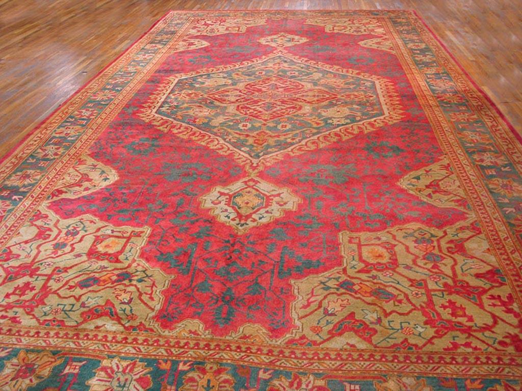 Early 20th Century Turkish Oushak Carpet ( 12' x 23' - 366 x 702 ) In Good Condition For Sale In New York, NY