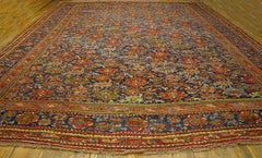 1820s Red Blue Green Antique Turkish Smyrna Oushak Carpet 15'6"x19'10" Wool Rug