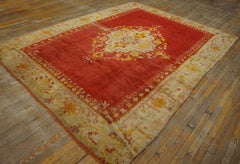 Outstanding Red Color With Floral-Medallion Design Antique Turkish Angora Rug