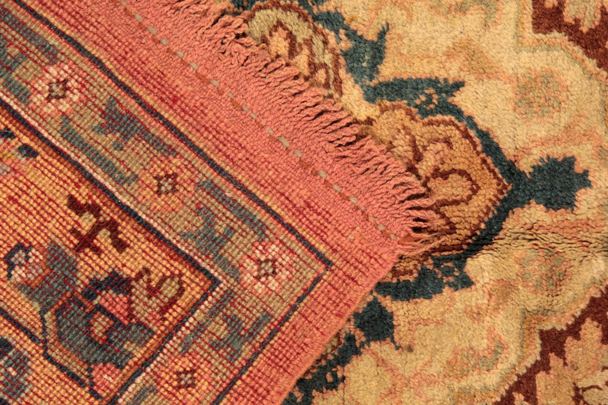Turc Tapis turcs anciens Oushak, tapis d'Anatolie, tapis de salon rouille