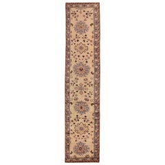 Antique Oushak Turkish Runner Rug. Size: 3 ft x 15 ft