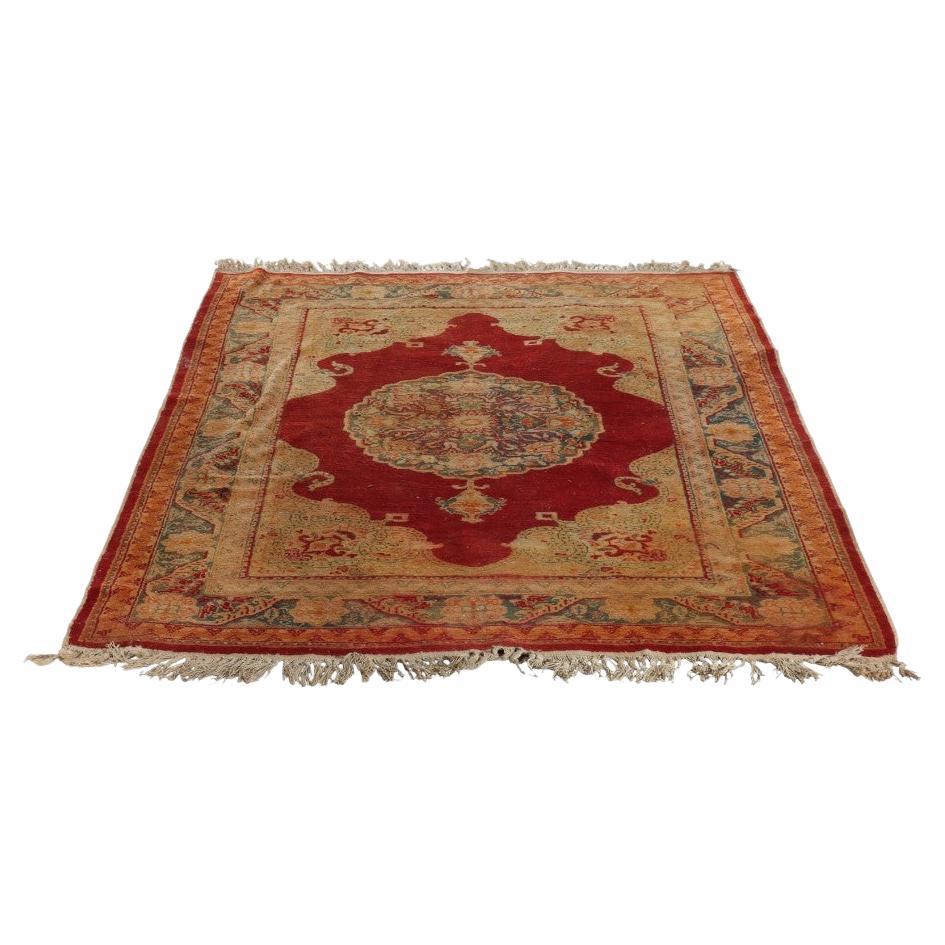 Tappeto antico in lana turca Oushak C1920