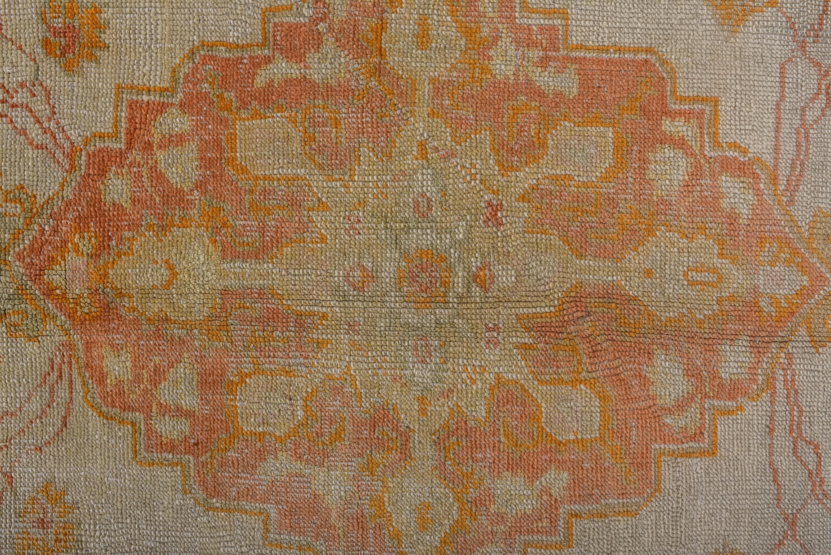 Hand-Knotted Antique Oushak with Rosette Design  For Sale
