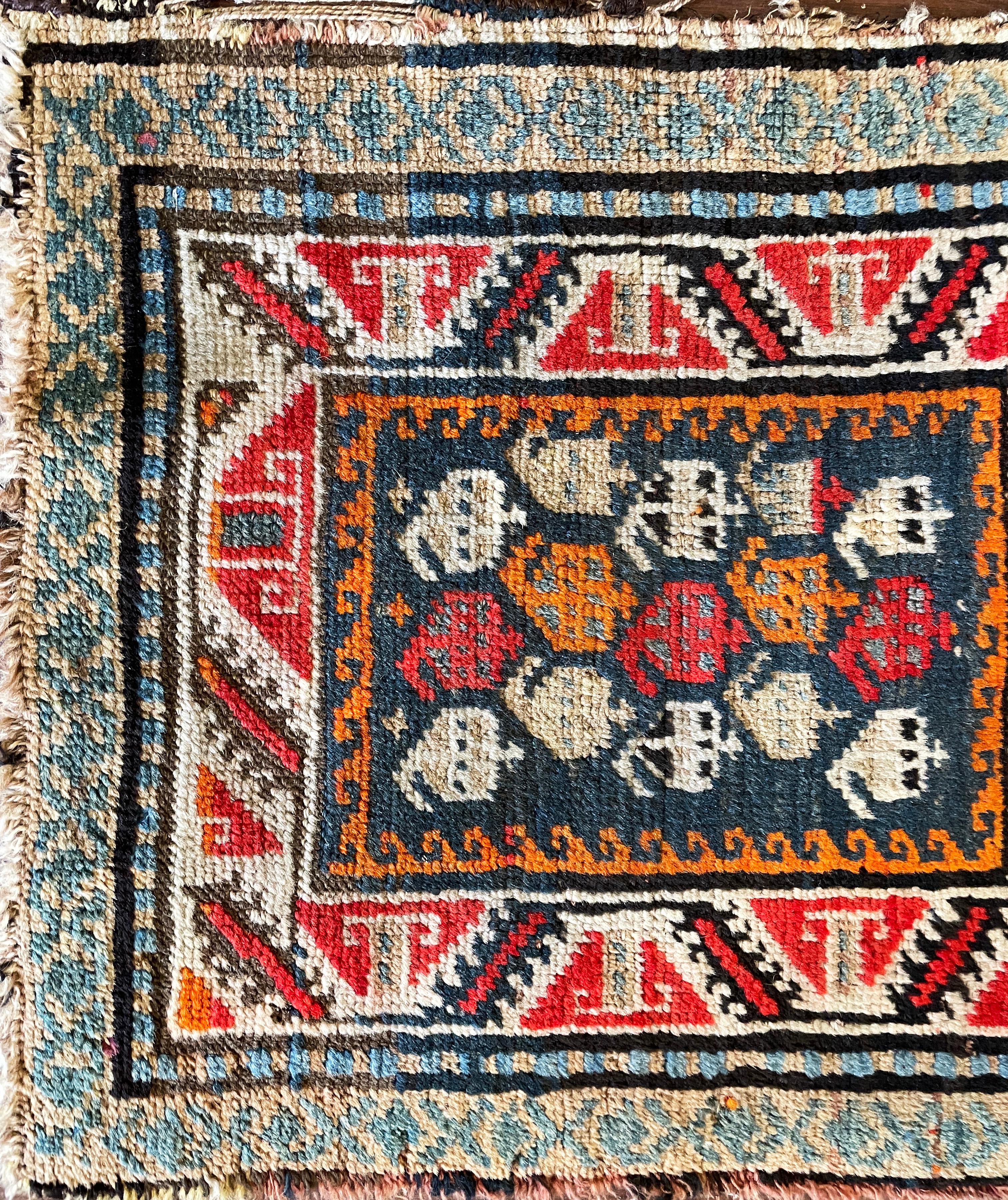 19th Century Antique Oushak Yastik Anatolian Rug, AS IS For Sale