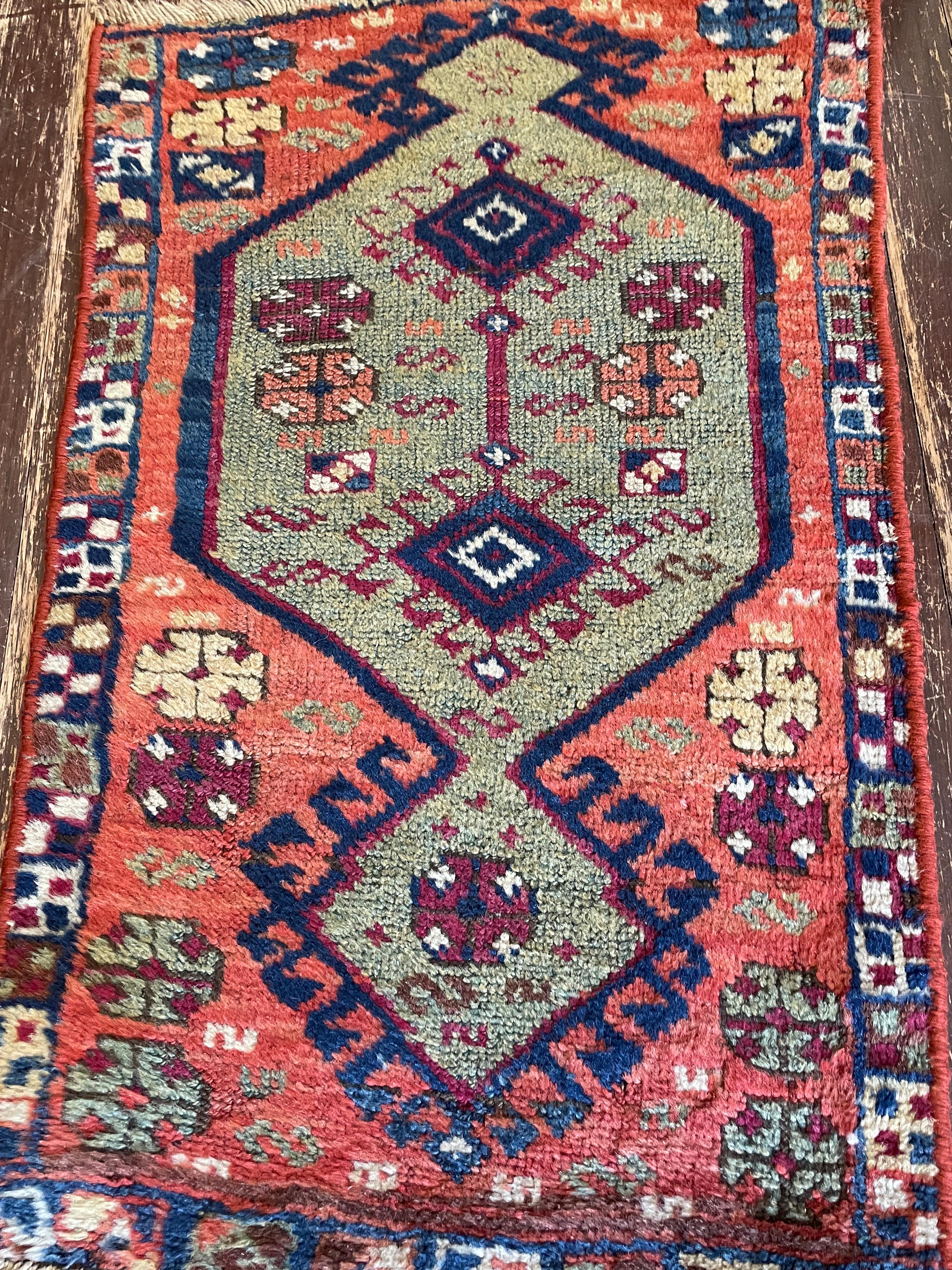 19th Century Antique Oushak Yastik Anatolian Rug For Sale