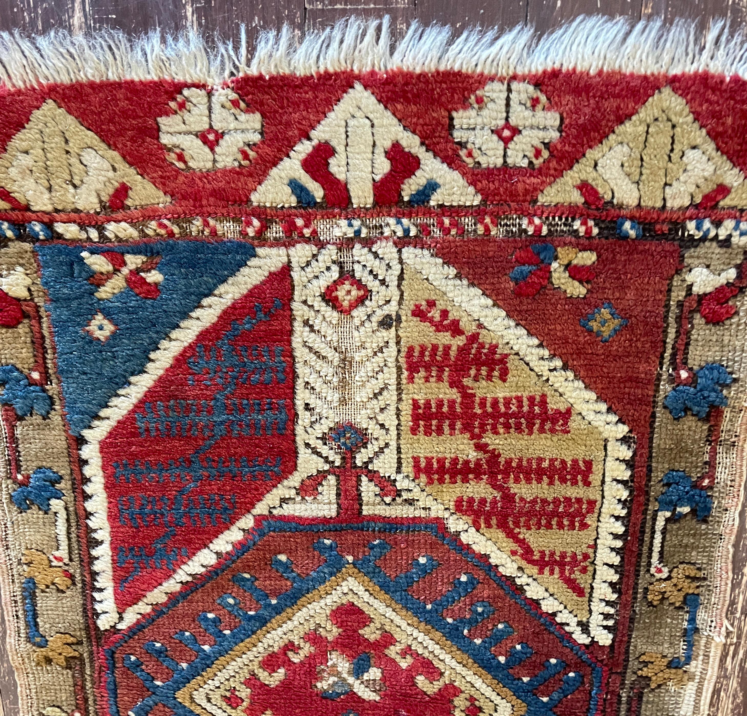 19th Century Antique Oushak Yastik Anatolian Rug For Sale