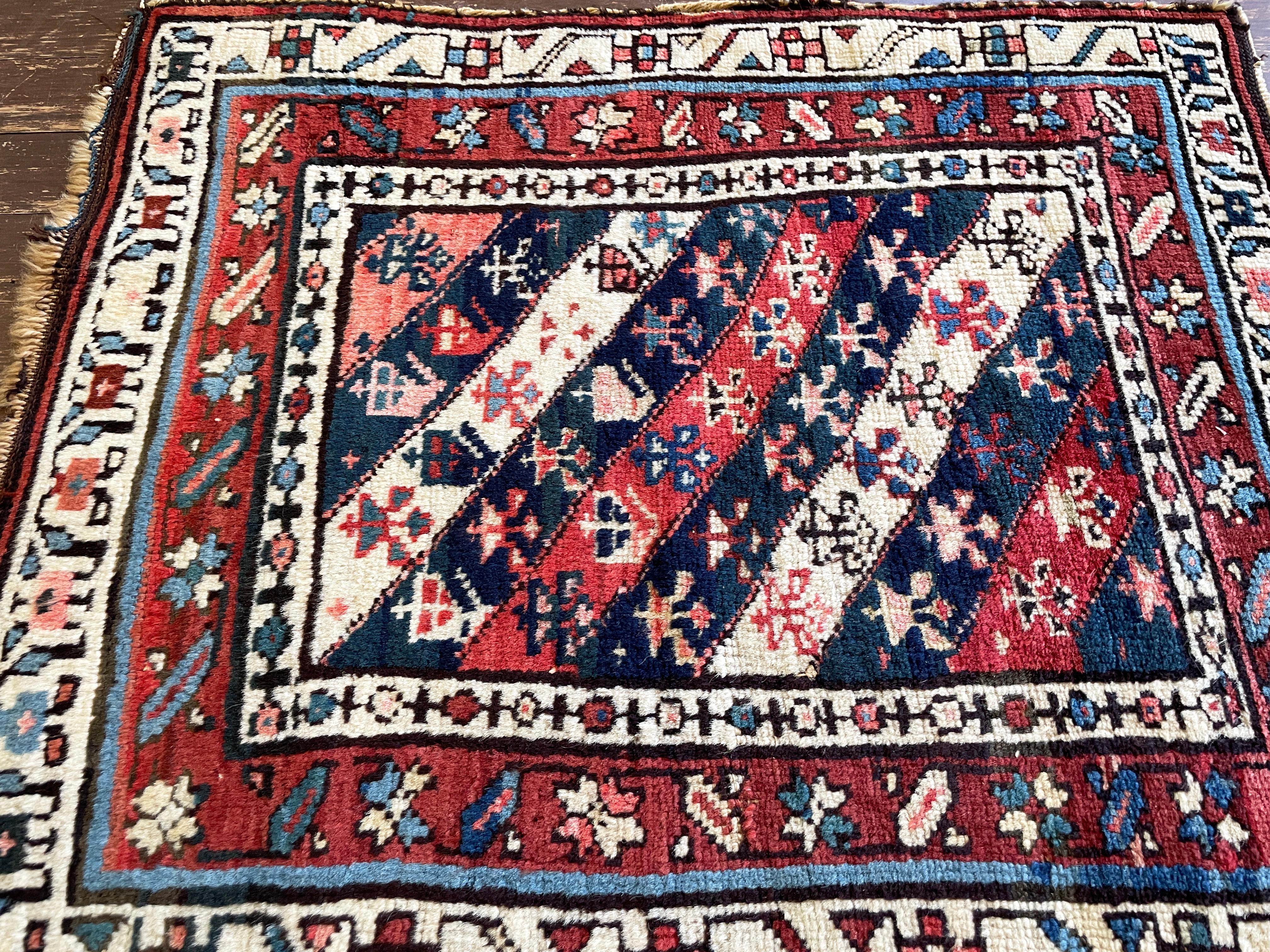 19th Century Antique Oushak Yastik Anatolian Rug, Unusual For Sale