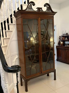 Antique Outstanding Quality Victorian Astral Glazed Carved Mahogany Bookcase
