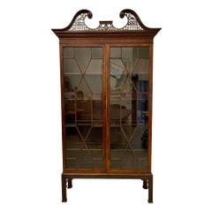 Antique Outstanding Quality Victorian Astral Glazed Carved Mahogany Bookcase
