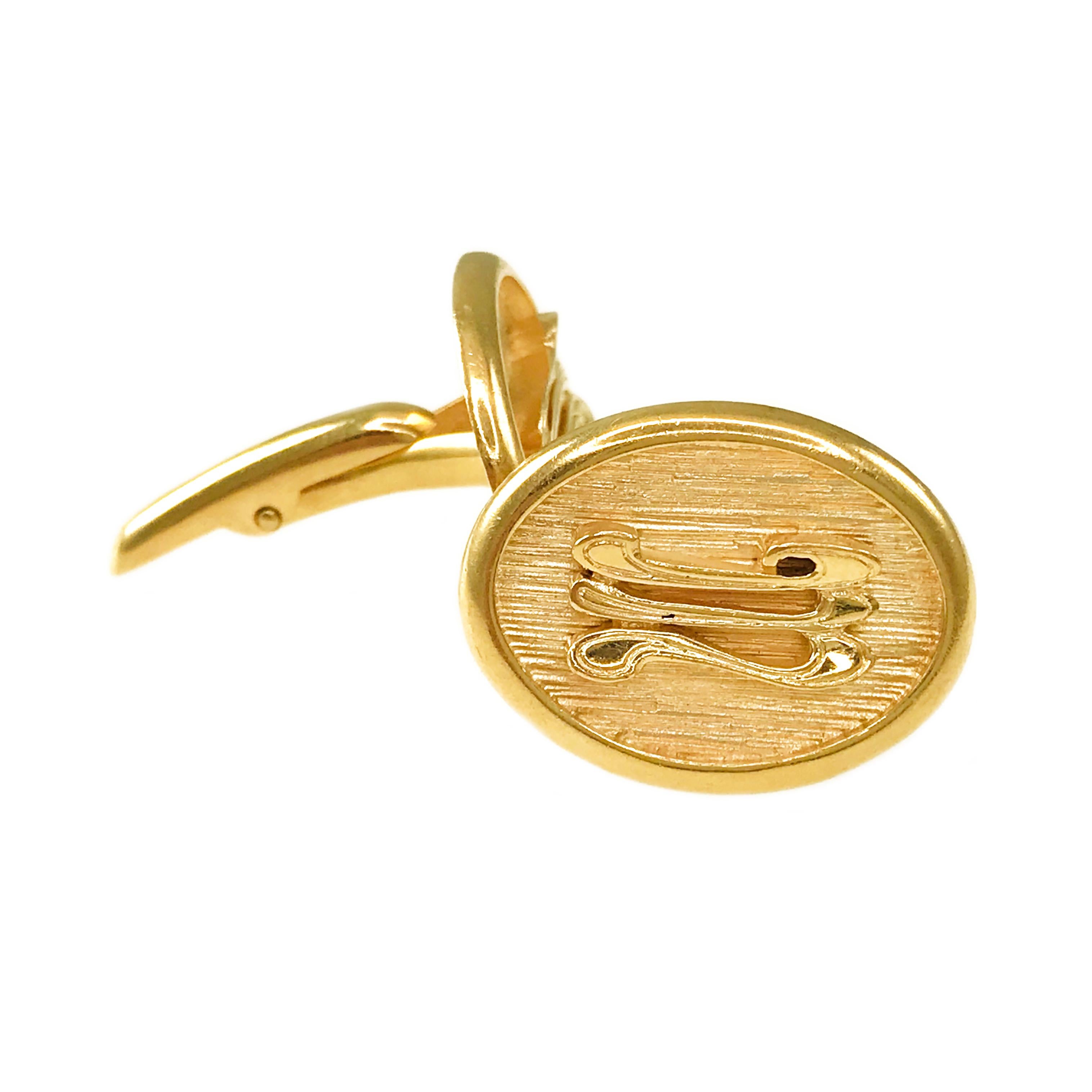 Retro Antique Yellow Gold Oval Gold Cufflinks For Sale
