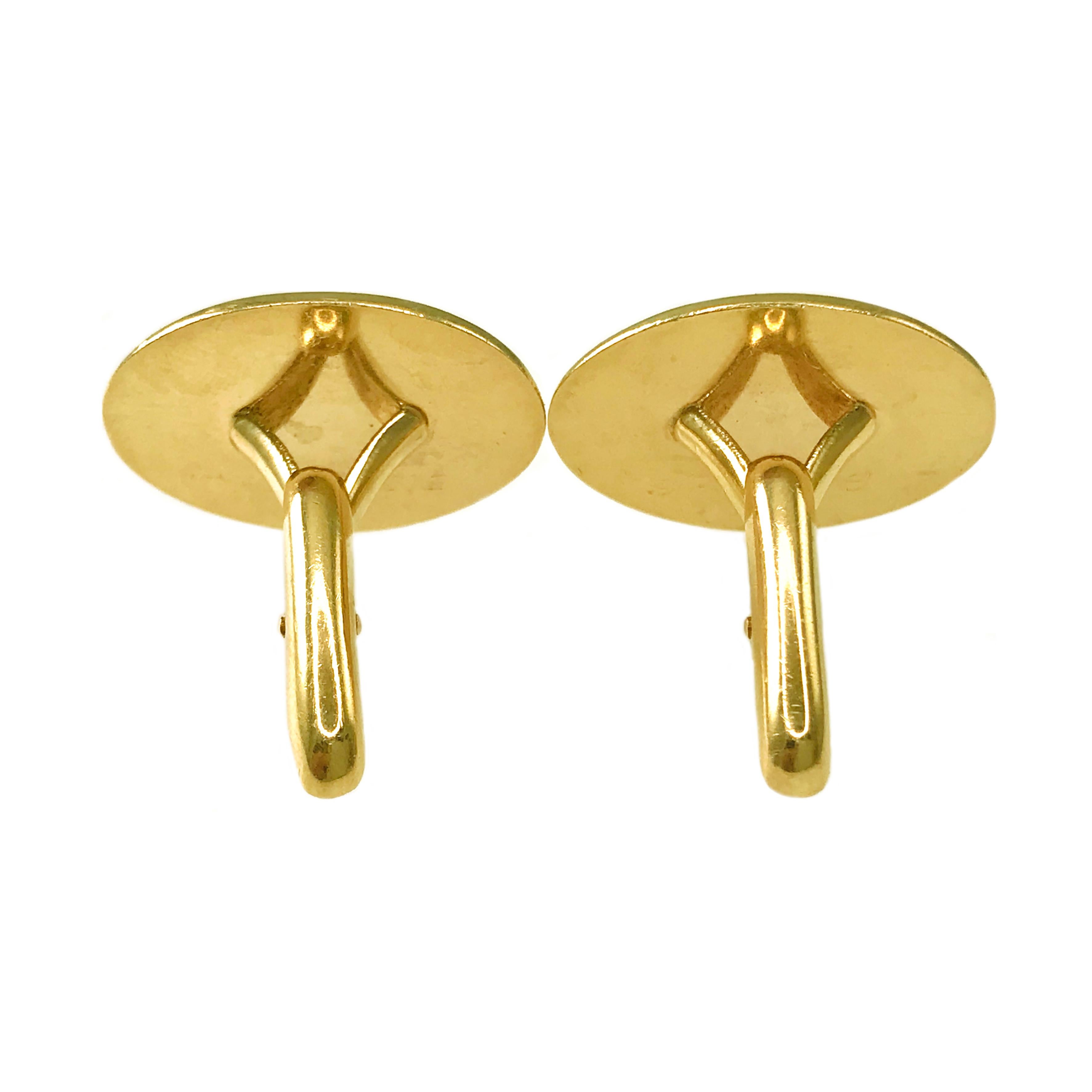 Antique Yellow Gold Oval Gold Cufflinks In Good Condition For Sale In Palm Desert, CA