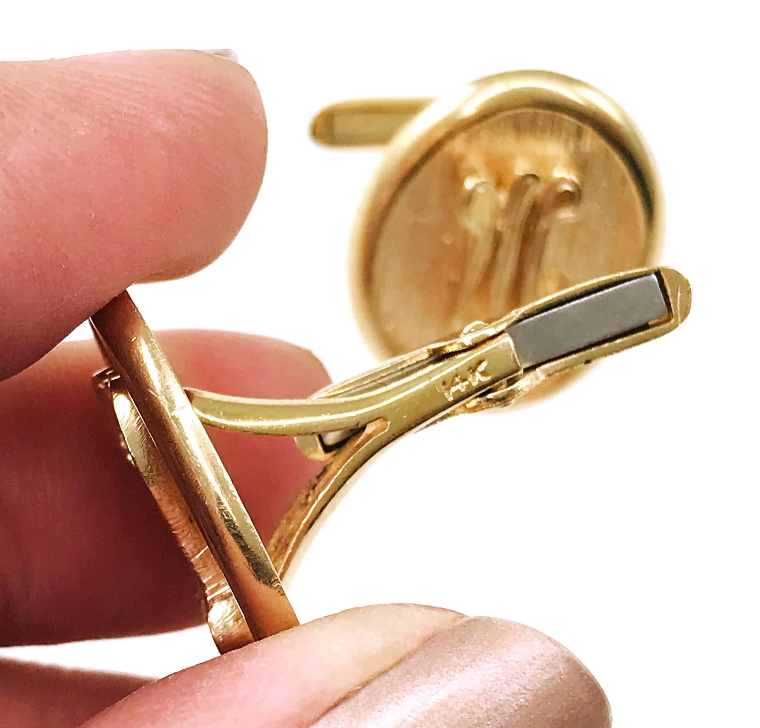 Antique Yellow Gold Oval Gold Cufflinks For Sale 1