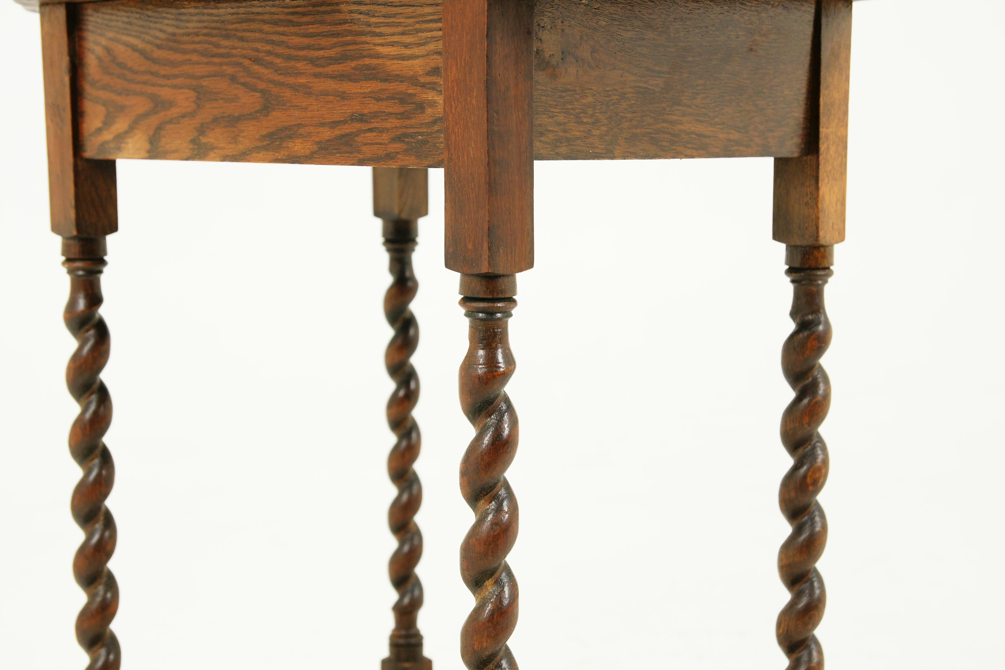 Hand-Crafted Antique Oval Barley Twist Table, Lamp Table, Scotland 1930, B2419