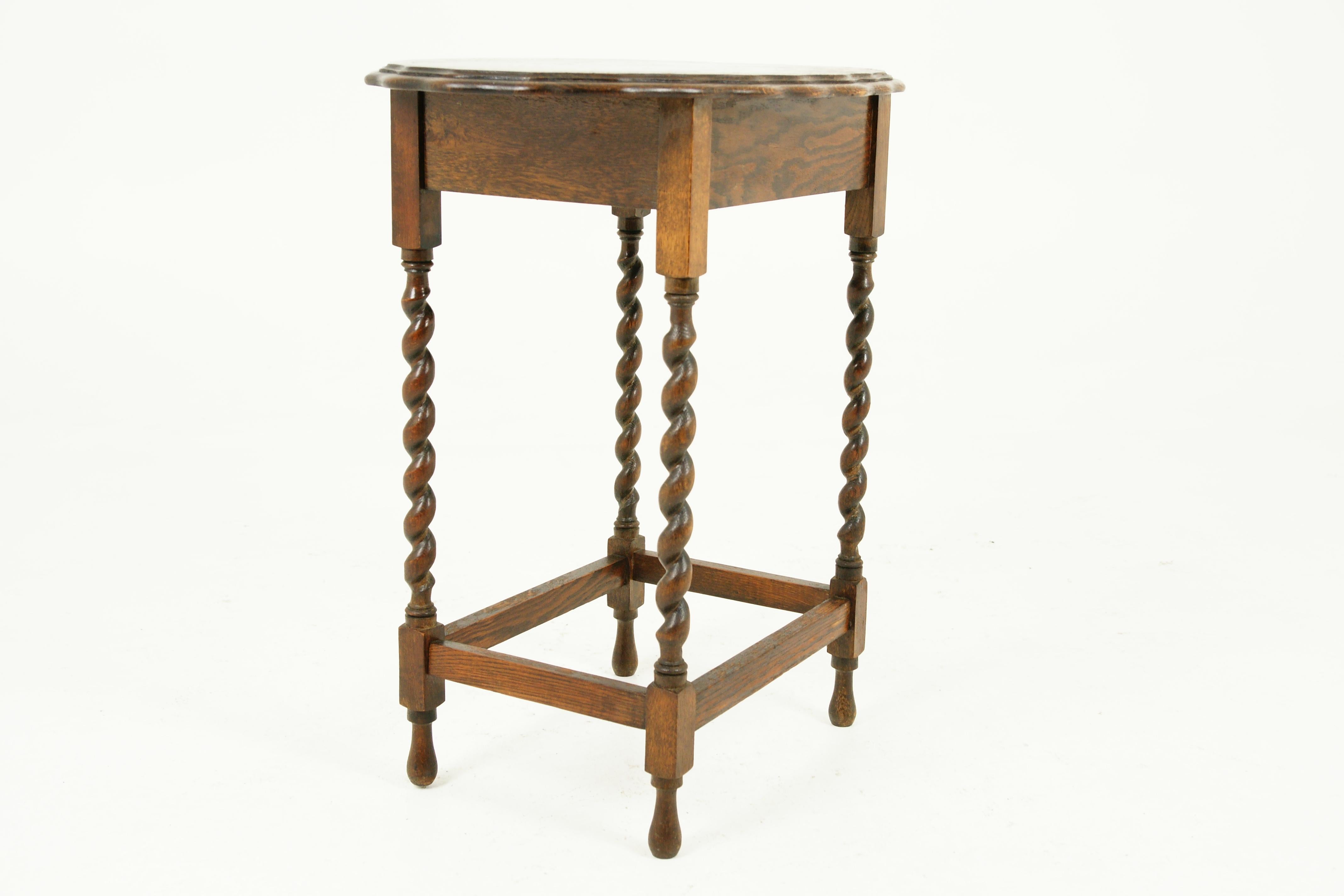 Oak Antique Oval Barley Twist Table, Lamp Table, Scotland 1930, B2419