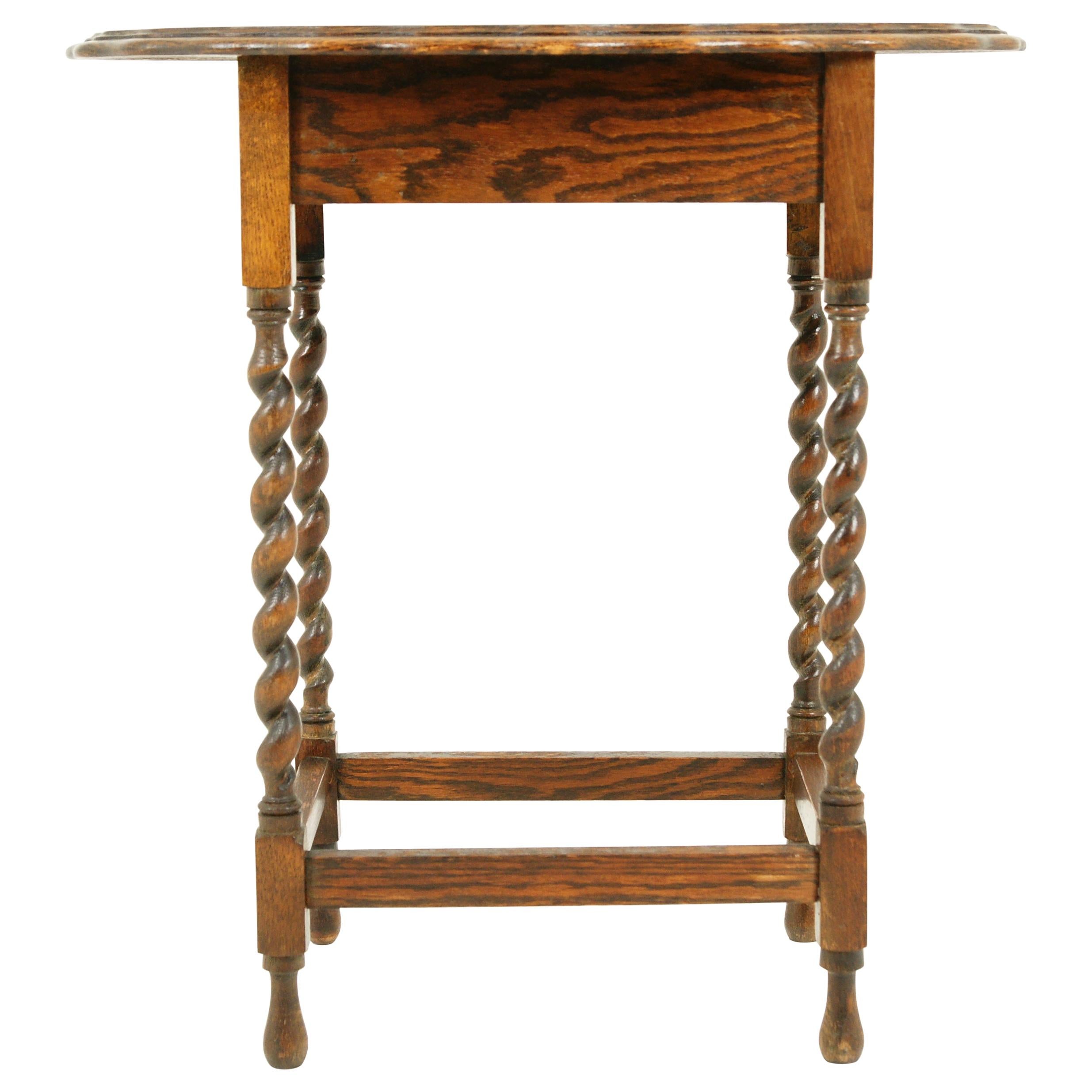Antique Oval Barley Twist Table, Lamp Table, Scotland 1930, B2419