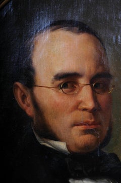Portrait/peinture de gentleman Biedermeier ovale antique, 19ème siècle