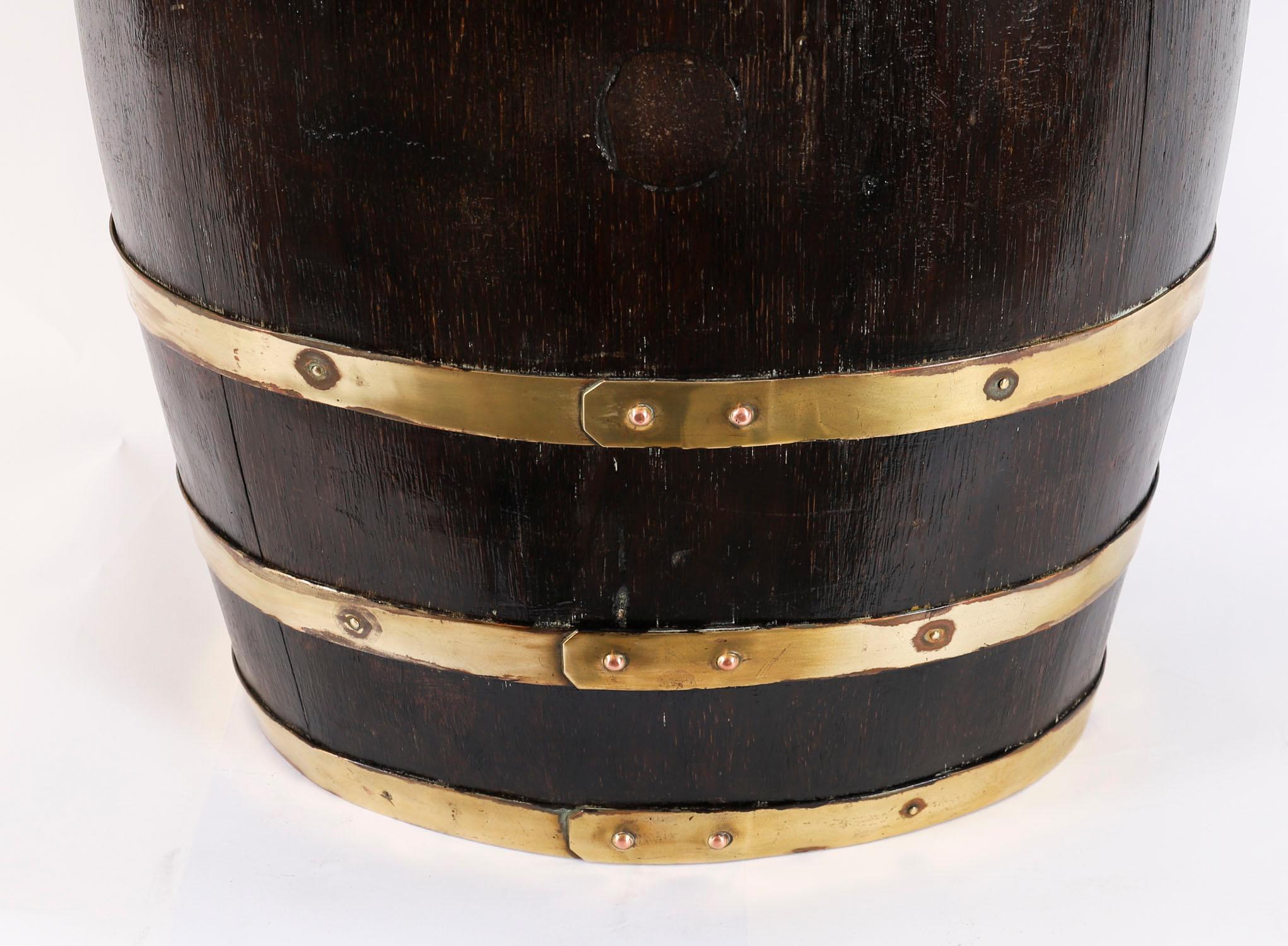 Antike Oval Messing Bound Barrel Regenschirm Stick Stand 19. Jahrhundert im Angebot 2